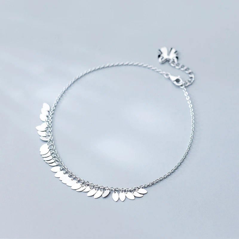

MloveAcc Fashion Leaves Anklet for Women Link Chain Bohemian 925 Sterling Silver Shoe Boot Chain Bracelet Foot Jewelry