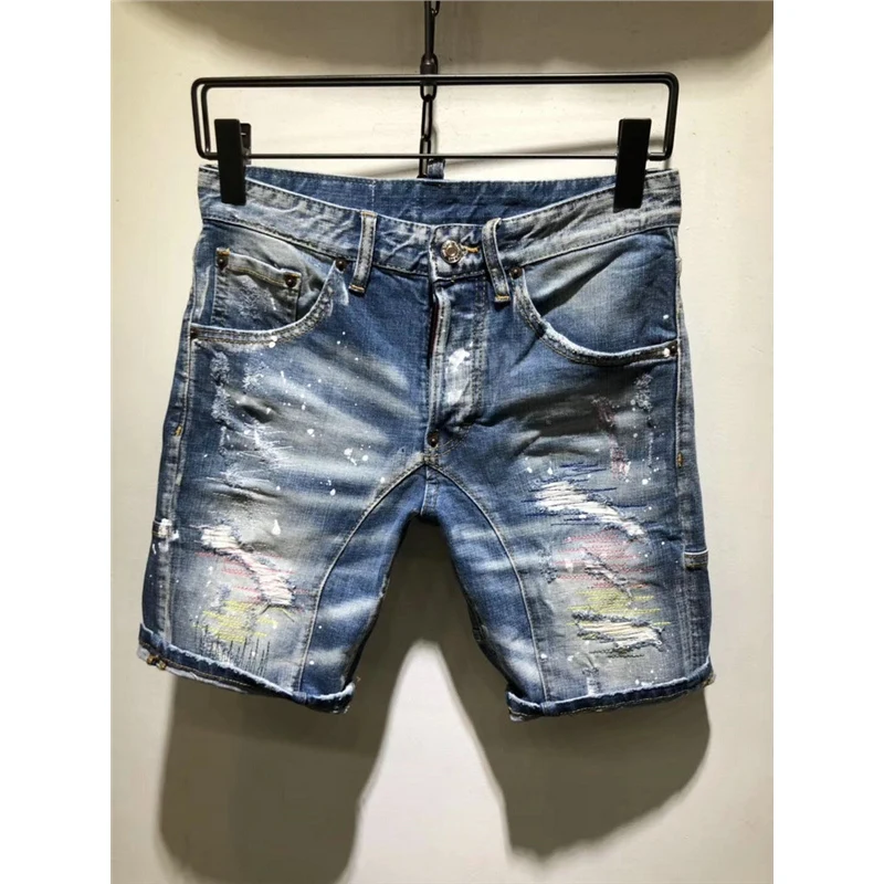 Hot Summer Skinny Denim Shorts Men Stretch Slim Fit Short Jeans Mens Designer Cotton Casual Distressed Shorts Hip Hop shorts