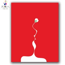 Красный фон цветок йога картина diy цифровая картина маслом по номерам Цветок жизни с цветами нарисованные на холсте hoom Декор