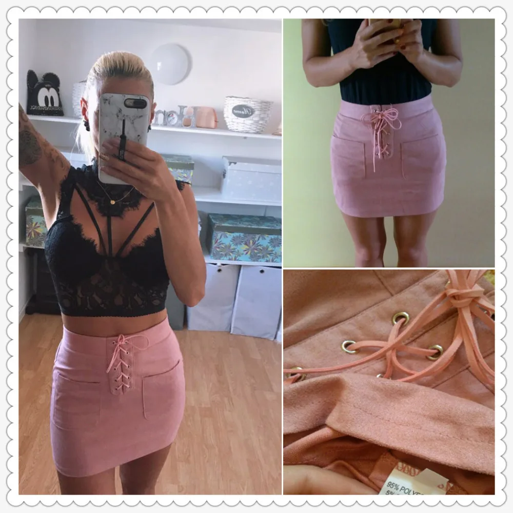 Lace-Up Pockets Yellow Pink Casual Women Suede Skirts High Waist Tube Bodycon Mini Skirts Lace-Up Pockets Yellow Pink Casual Women Suede Skirts High Waist Tube Bodycon Mini Skirts