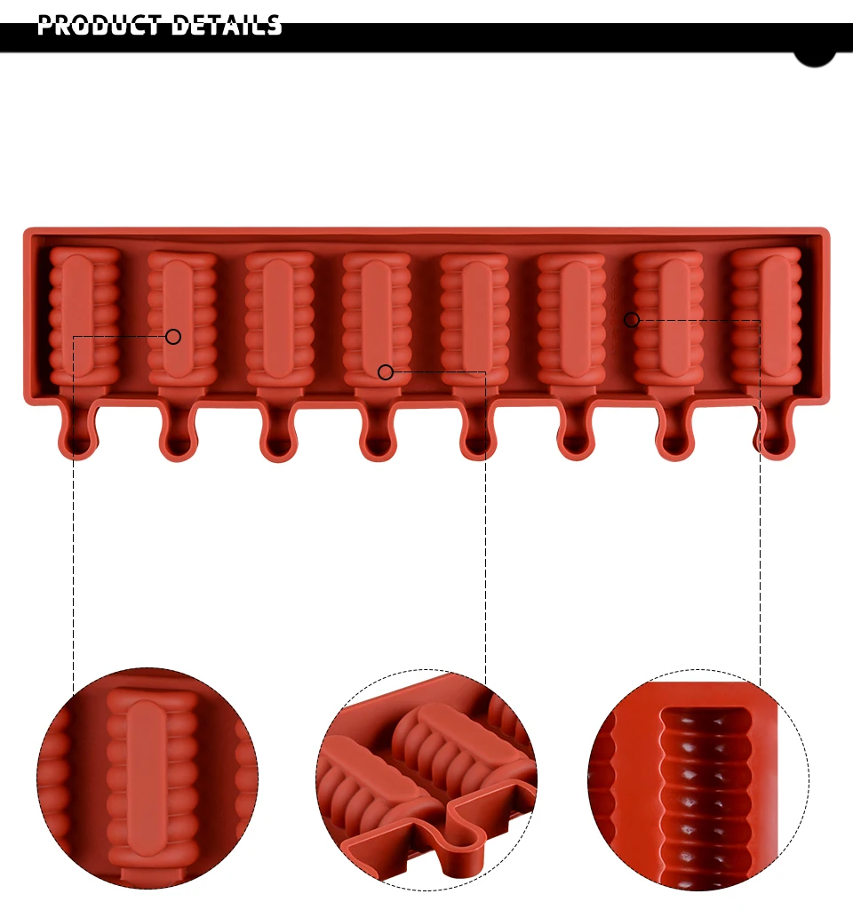 SILIKOLOVE для заморозки мороженого на палочке поп-формы полосатые формы для мороженого эскимо 8 полости силиконовые формы для мороженого лоток