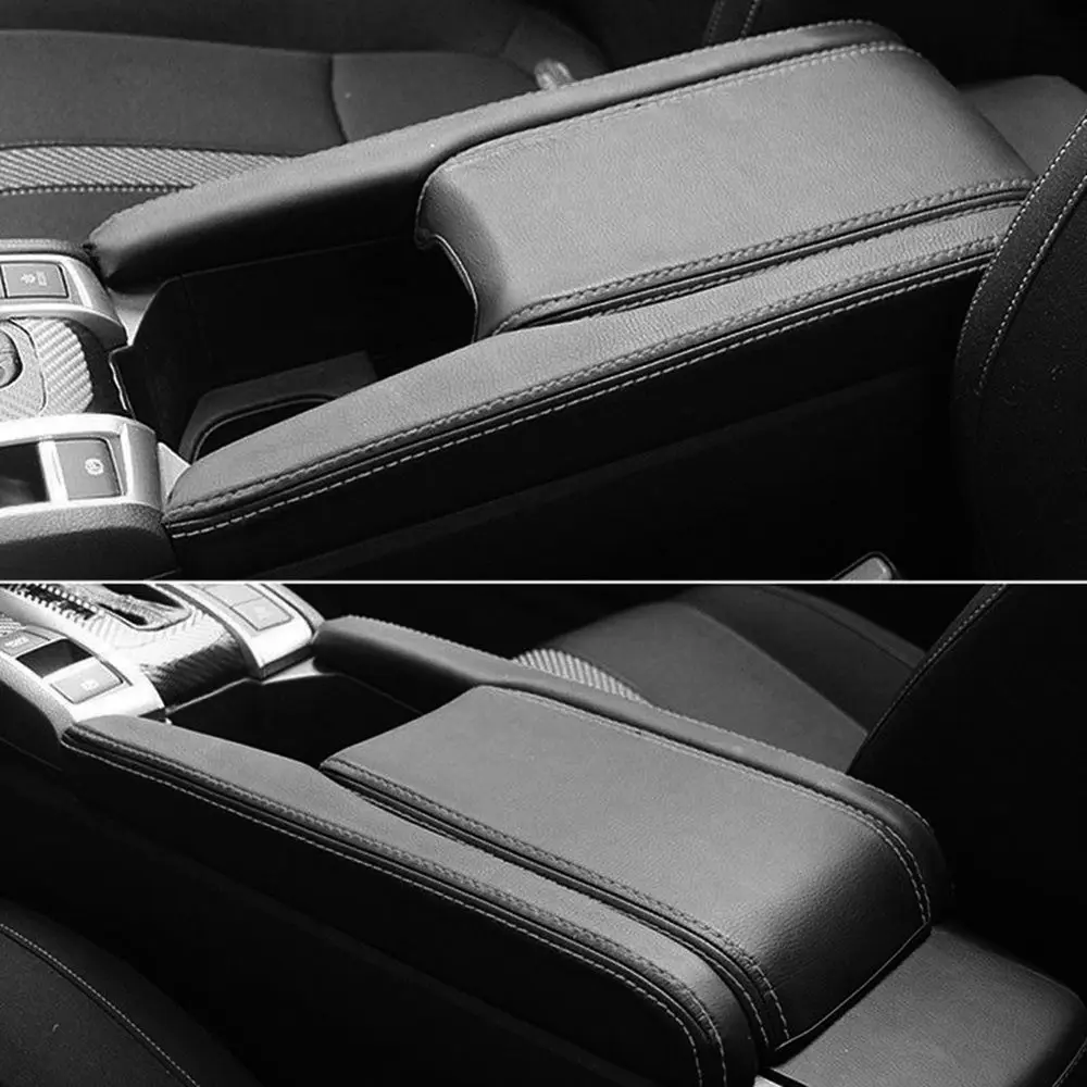 3PCS Pu Leather Center Armrest Box Case Cover Trim For Honda Civic 10th 16~ Civic Car Armrest Box With Glue Tools