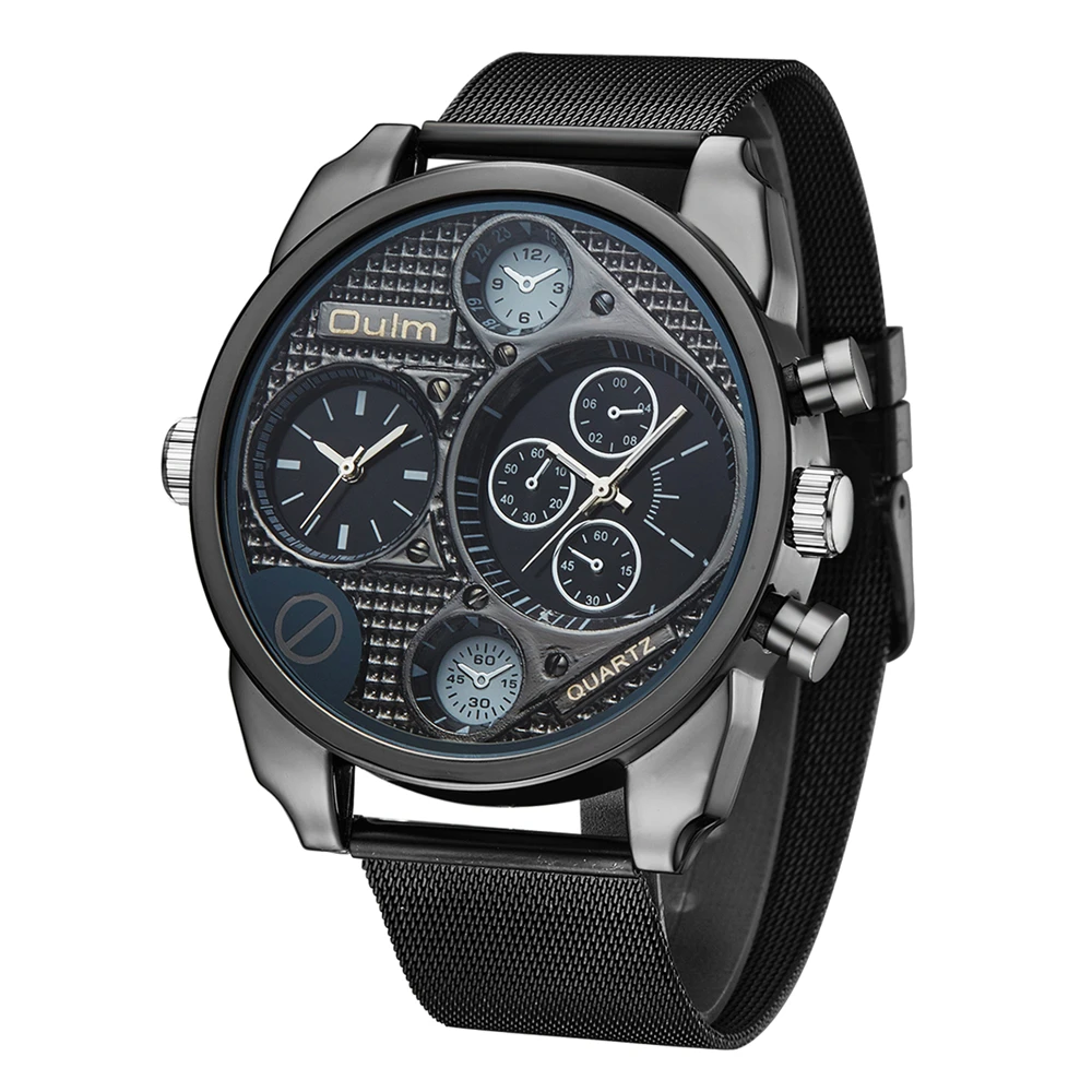 

Oulm Luxury Brand Sport Style Men Alloy Metal Watch Army Big Size Dual Time Male Casual Military Wristwatch Relogio Masculino