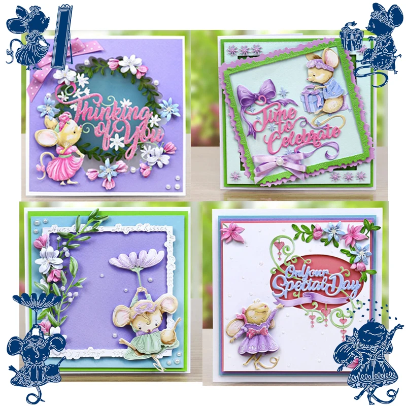 

Lovely Cartoon Mouse Princess Pattern Metal Cutting Dies Stencil Scrapbooking Embossing For Paper Card DIY Crafts