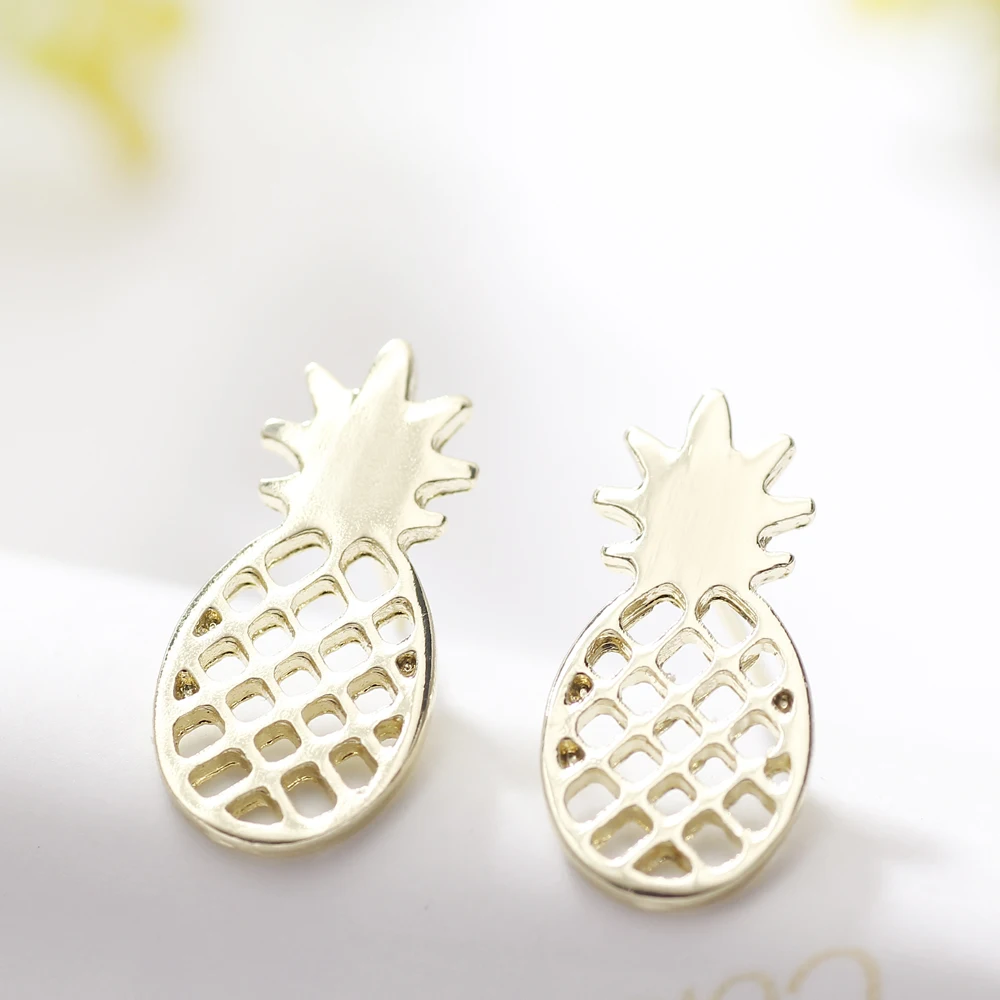 

1001 Pineapple Stud Earrings for Women Fashion Earring Studs Push Back Silver Plated Zinc Alloy Lead Free