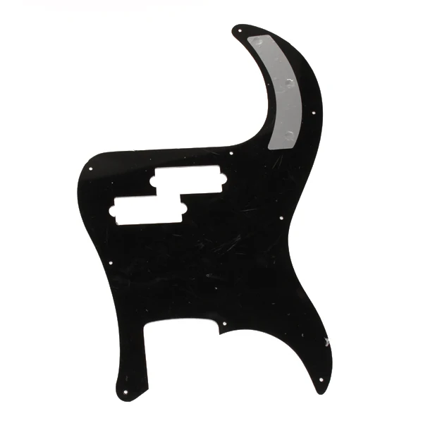 Black 3 Ply Pickguard for PB Precision Bass + 2pcs Thumb Rest Tug Bar Finger Pull for Electric Bass Replacement