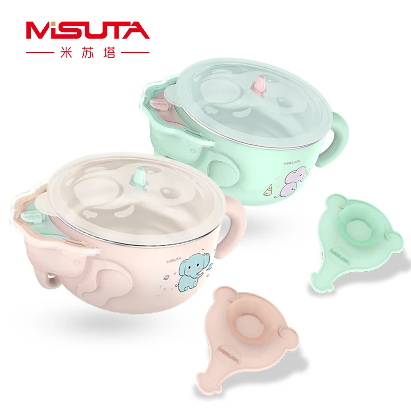 

Children bowl Kid dishes Baby tableware Baby sucker bowls Stainless Heat preservation bowl