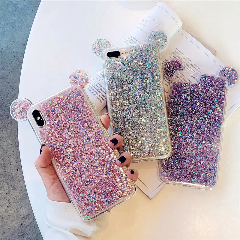 

Bling Shining Sequin Soft Cartoon Case Soft Case For iPhone 6 6s 7 Plus 8 Plus cover Minnie case For iPhone X XS XSMAX XR