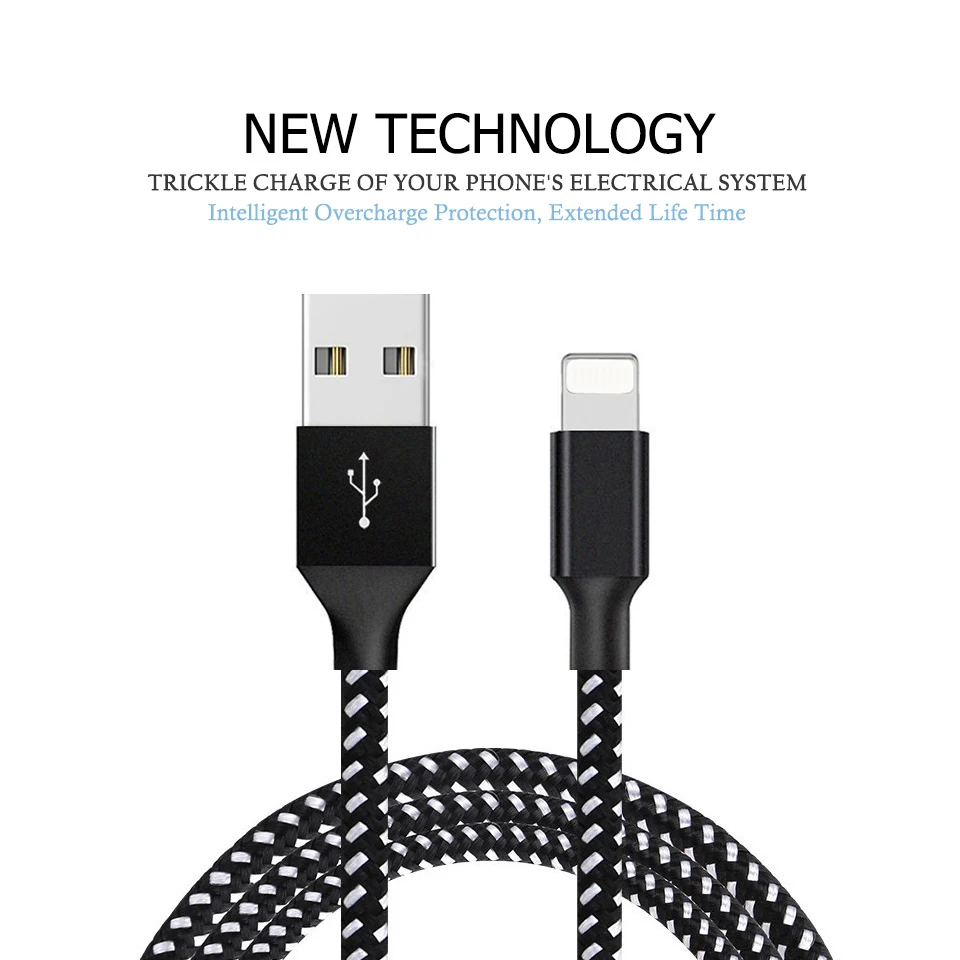 1m 2m 3m USB Cable For iPhone X XS Max XR 8 2.4A Fast Charging USB Data