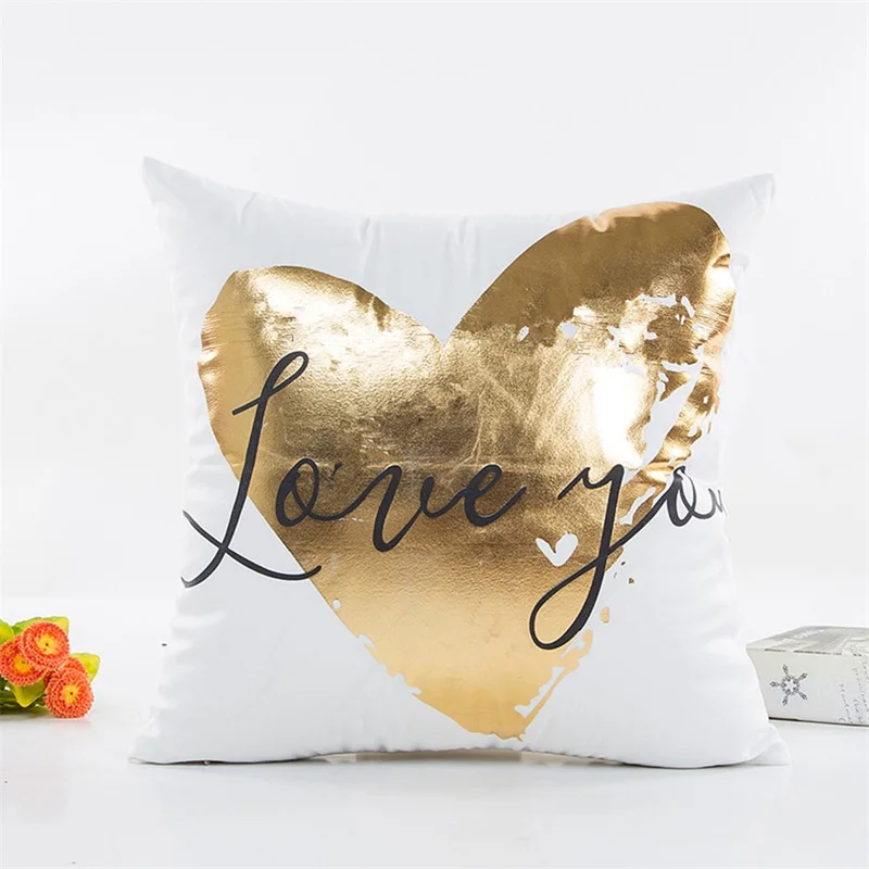Fuwatacchi наволочка с геометрическим рисунком сердца и любви, наволочка из золотой фольги, наволочки, украшения для дома, стула, дивана, новинка - Цвет: PC07282