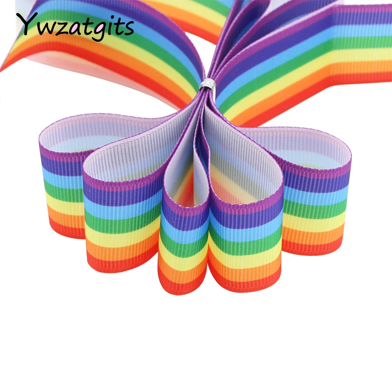 

ywzatgits 5y 25mm/40mm Rainbow Printed Grosgrain Ribbons DIY Handcraft Trim Ribbon Wrapping Sewing Material Accessory 040054262