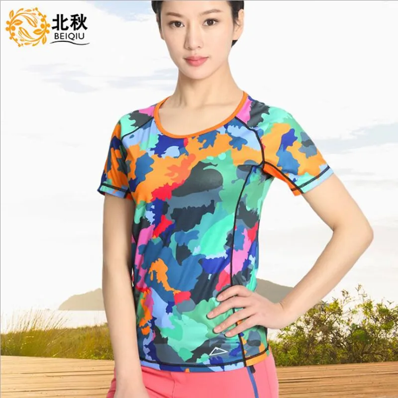

2019 Women Men Quick-drying T-shirt Sunscreen Breathable Wicking Summer Outdoor Sport Running Camouflage Short Sleeve Clothing