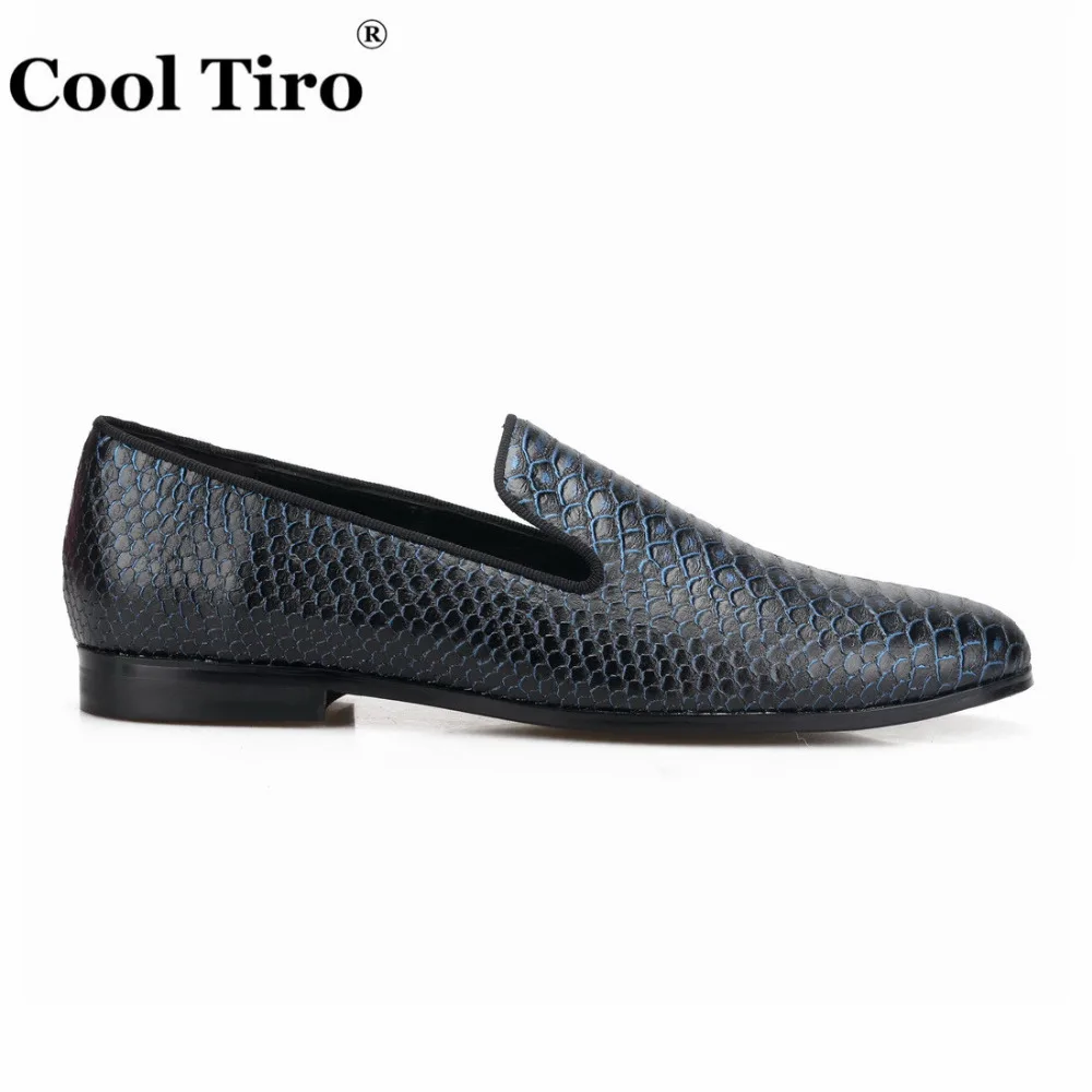 COOL TIRO/темно-синие мужские лоферы из змеиной кожи питона; мужские кожаные мокасины на плоской подошве; свадебные модельные туфли; повседневная обувь