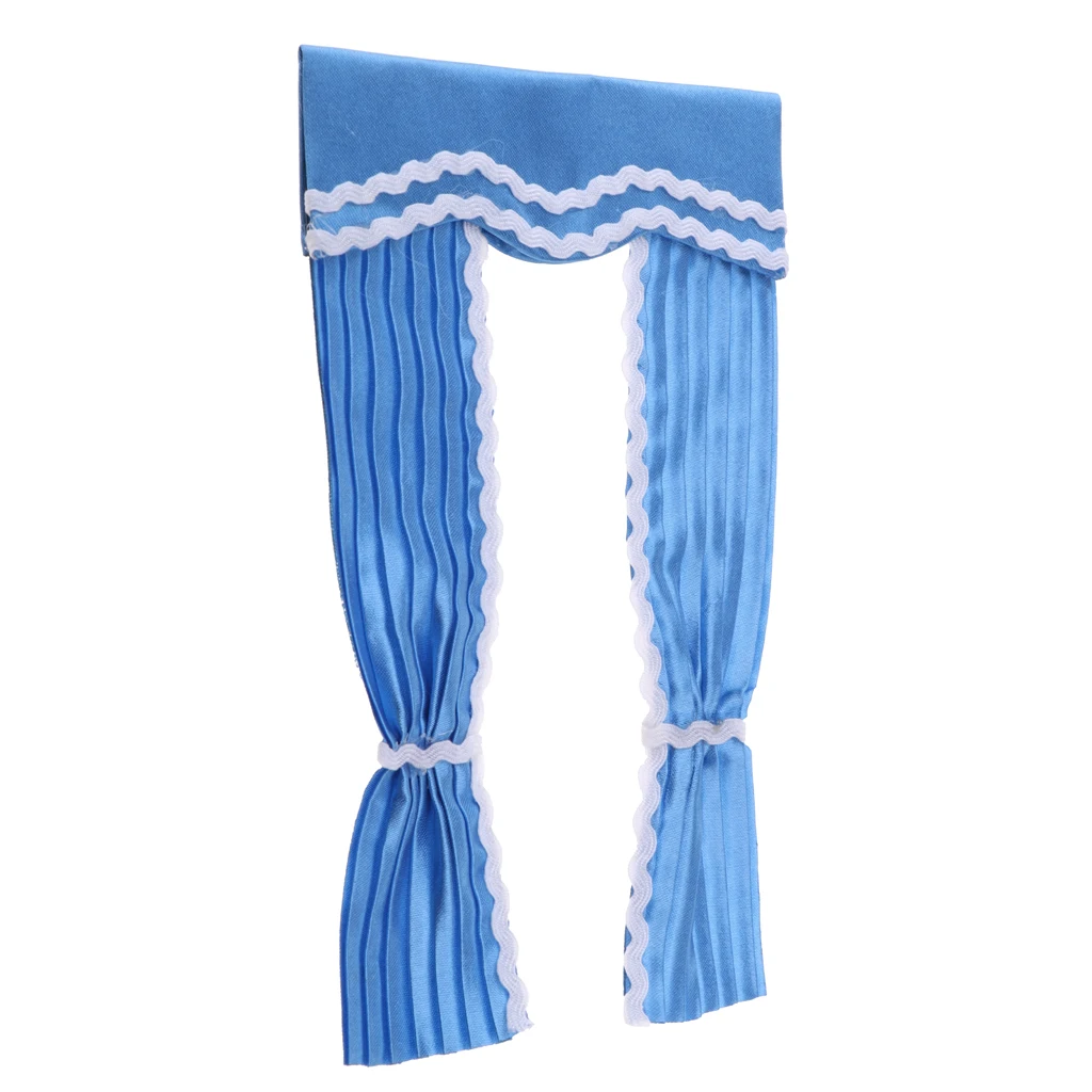 1:12 Scale Dollhouse Miniature Cute Satin Silk Long Curtain for Dolls Bedroom Room Furniture Decor Accessory