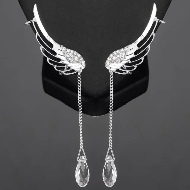 2018 Hot Ing Fashion Crystal Rhinestone Wing Ear Cuff Earrings 2018 Hot Ing Fashion Crystal Rhinestone Wing Ear Cuff Earrings Long Silver Angel
