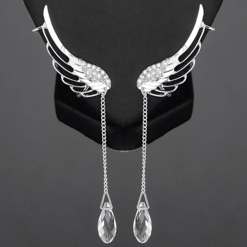 Us 2 51 15 Off Hot Ing Fashion Crystal Rhinestone Wing Ear Cuff Earrings Long Silver Angel Clip Earcuffs For Women In Us 2 51 15 Off Hot Ing Fashion Crystal Rhinestone Wing Ear Cuff Earrings Long Silver Angel Clip Earcuffs For Women In