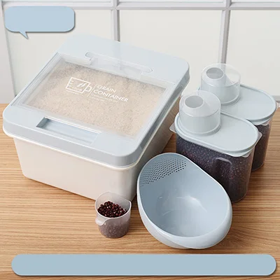 Кухонные коробки для хранения риса Органайзер контейнер для домашнего хранения полипропиленовые ящики для хранения фасоль рис организации BPA бесплатно - Цвет: 1 set as picture