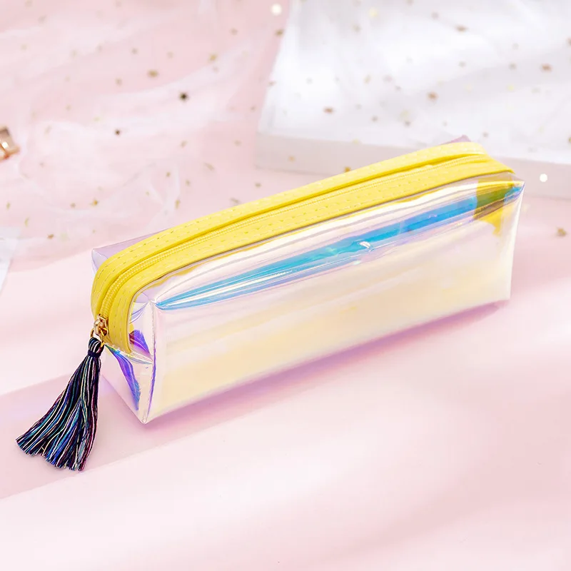 laser colour File Folder Zipper Pencil Pouch Pencil Bag School Supplies Stationary - Цвет: Yellow