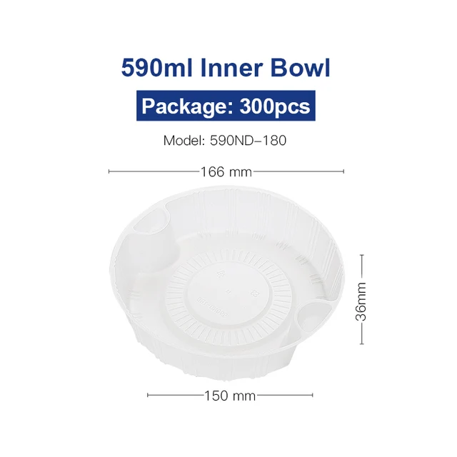 OTOR 440ml 590ml Disposable Plastic Inner Bowl Liner Layered Round Tray