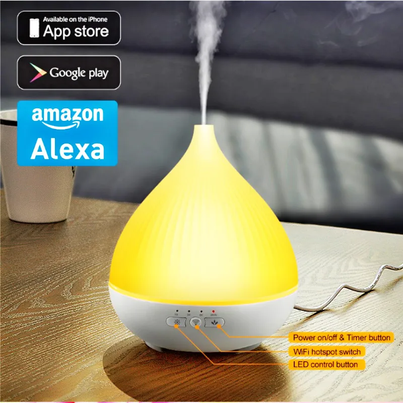

300Ml Wifi Smart Air Humidifier Essential Oil Aroma Diffuser with App Control Colorful Night Light Mist Maker for Home Office