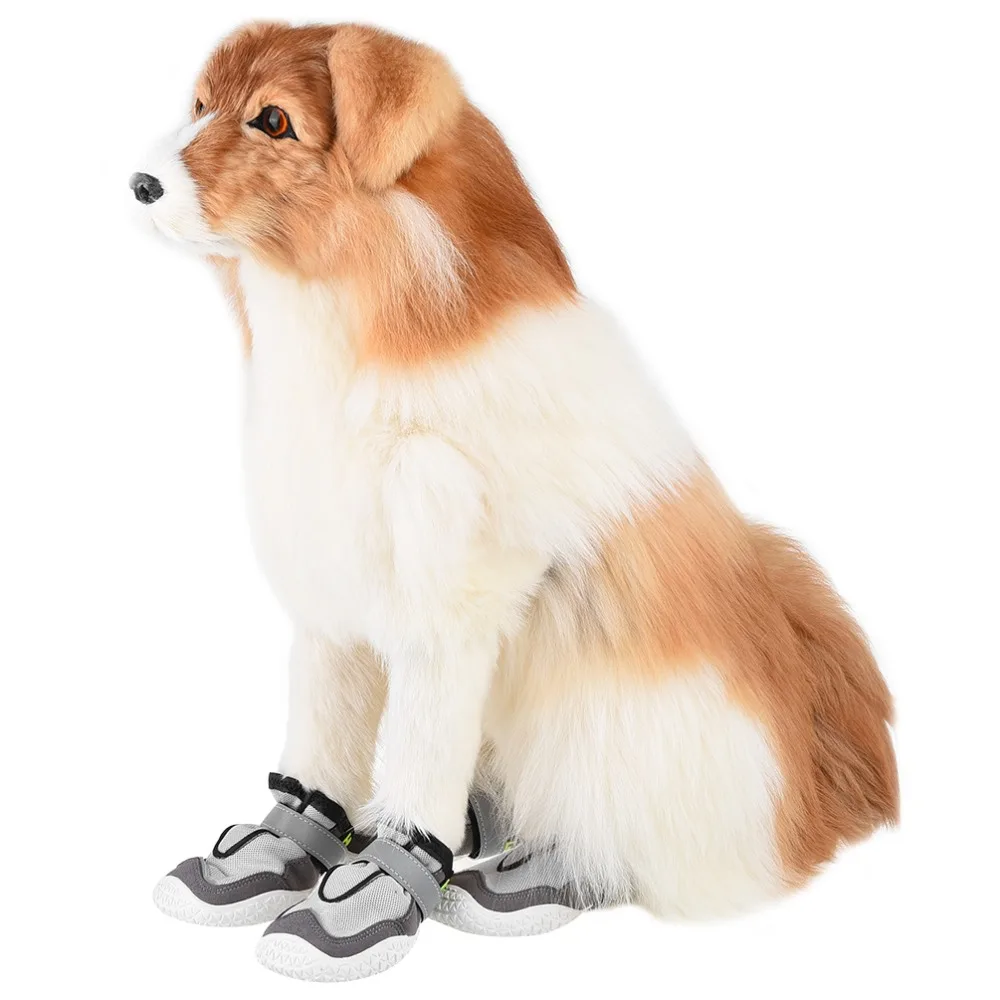4 шт./компл. Светоотражающие Обувь для собак на открытом воздухе Обувь с дышащей сеткой длядомашних животных носки под сапоги больших собак износостойкая противоскользящая спортивная обувь