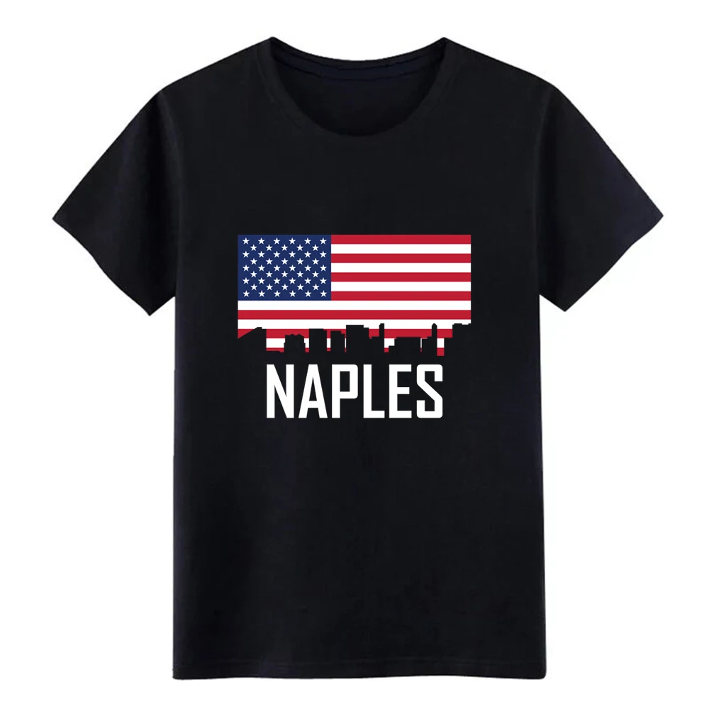 

naples florida skyline american flag t shirt Customize 100% cotton round Neck Basic Solid Sunlight Casual Summer Style shirt