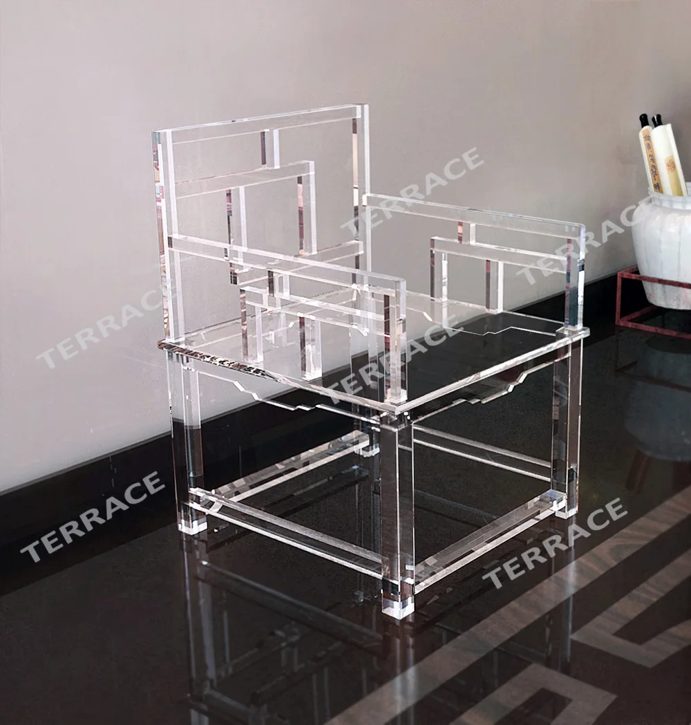 Clear Acrylic Empire chinese chair,Lucite Arm Chairs