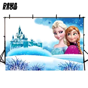 DAWNKNOW Frozen Elsa Princess Photography Background Photocall Cartoon Kids Party Backdrop Children Photo Studio Customize