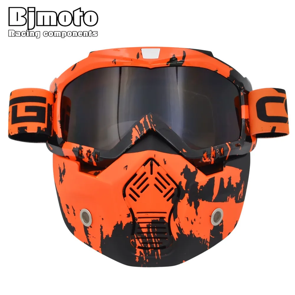 Vintage Face Helmet Mask Detachable Motocross Goggles Scooter Jet