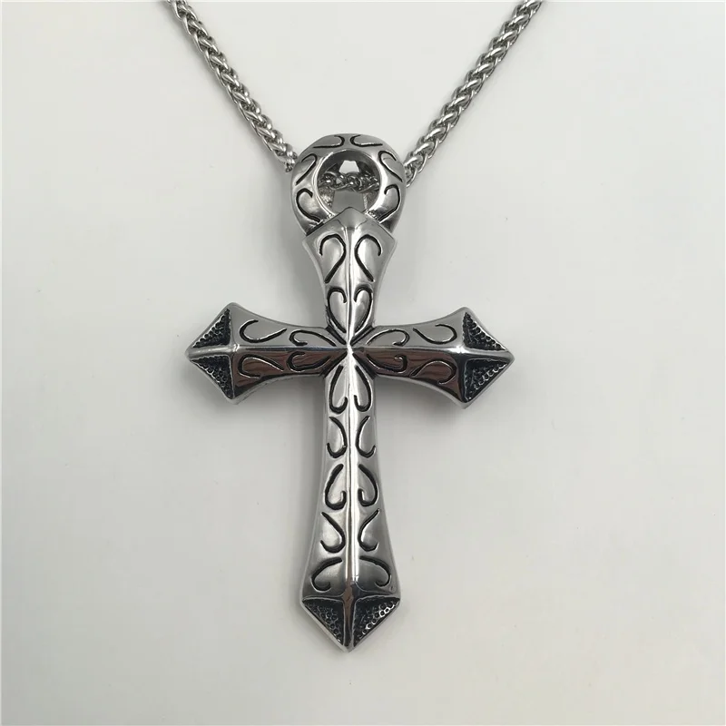 Celtic Cross Pendant Necklace Mens Religious Jewelry Stainless Steel
