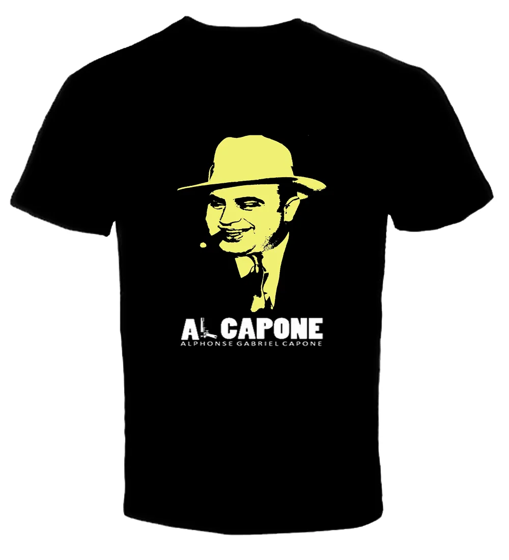 

AL CAPONE Tee With Signature Gangster Mafia Legend 04 Black T Shirt Cool Casual pride t shirt men Unisex New Fashion tshirt