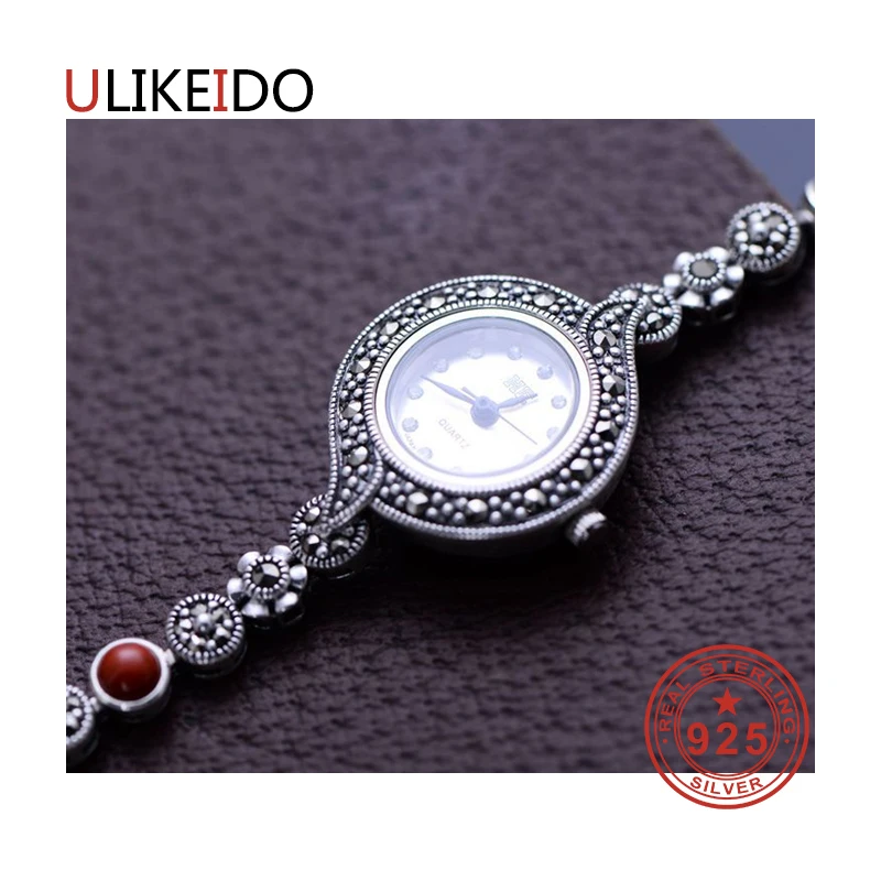 

100% Pure 925 Sterling Silver Watch Men Fashion Hand Chain For Women Thai Silver Jewelry Charm Bracelet Homme 1516