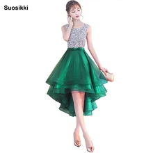 Сексуальное вечернее платье без рукавов, с коротким передом и длинной спинкой, украшенное бисером, для невесты, банкета, официальных вечерних платьев размера плюс