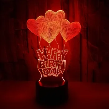 

New Happy Birthday Valentine's Day Love 3D Lamp Creative Touch Desktop 3D Desk Lamp Birthday Gifts Wedding Darty Decor