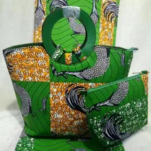 Fashion African Wax Prints Fabric And Woman Bag Set Latest Style African Coyton Wax Fabric Made