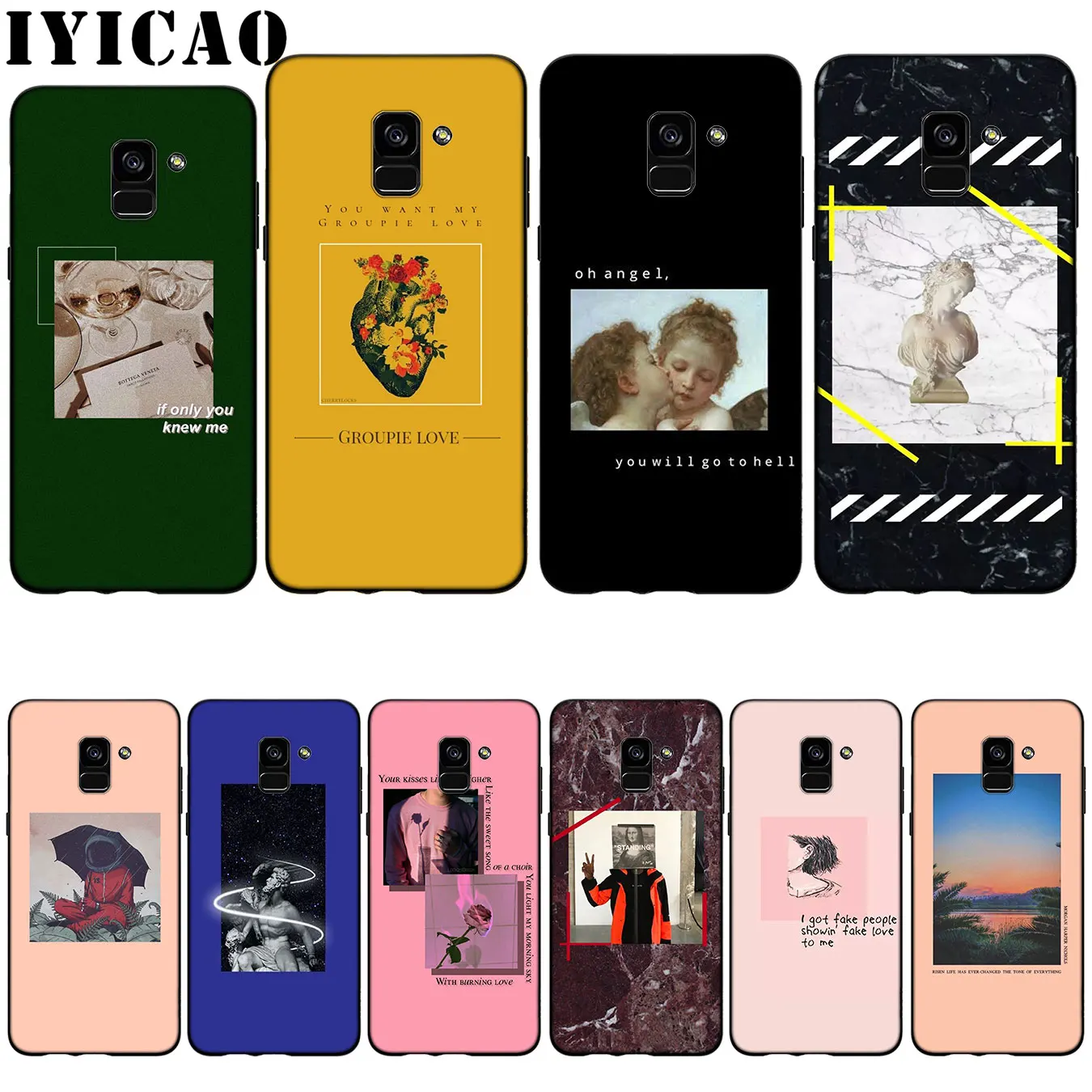 

IYICAO Great art aesthetic van Gogh Mona Lisa David-love Case for Samsung Galaxy A6 Plus A9 A8 A7 2018 A3 A5 2016 2017 Note 9 8
