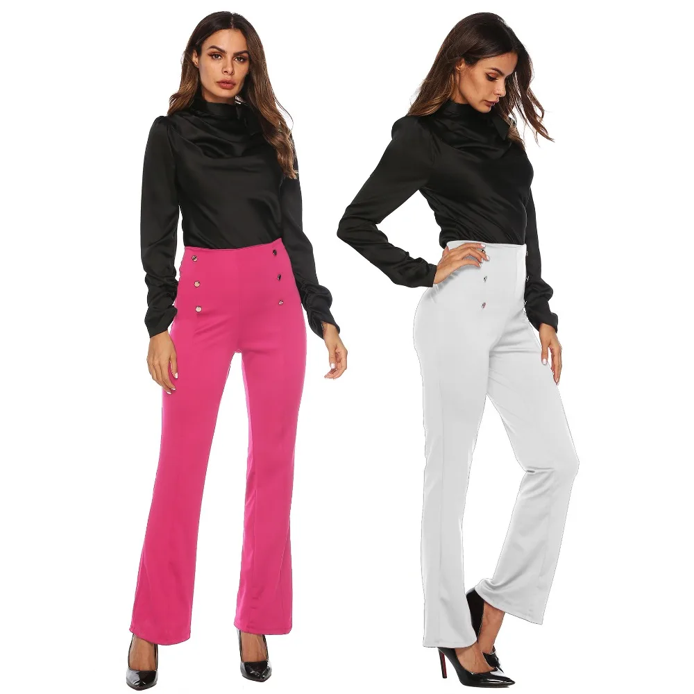PGSD Fashion Women Clothes Slimming double-breasted broad-legged casual trousers Button decoration Micro trumpet Pants female PGSD Fashion Women Clothes Slimming double-breasted broad-legged casual trousers Button decoration Micro trumpet Pants female