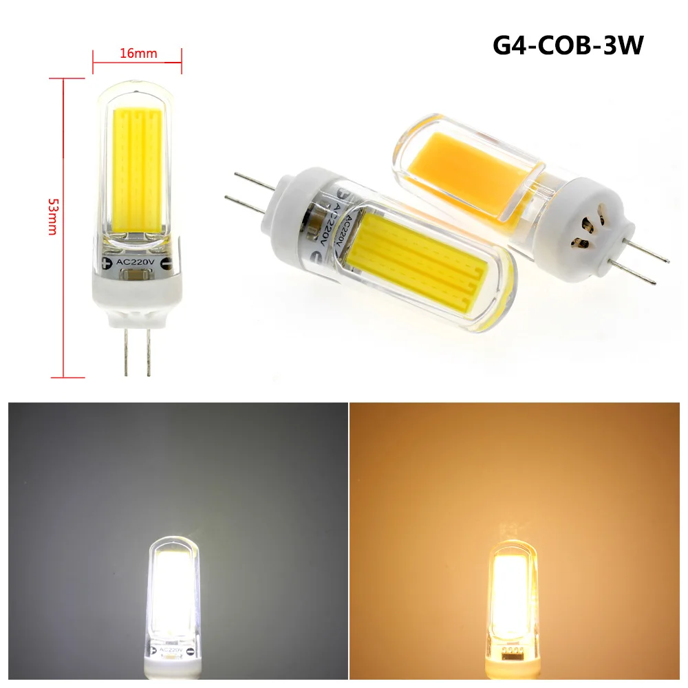 6 шт./лот G4 светодиодный ламповый светильник AC 220V белый/теплый белый светильник G4 светодиодный маленький кукурузный светильник - Испускаемый цвет: COB 3W