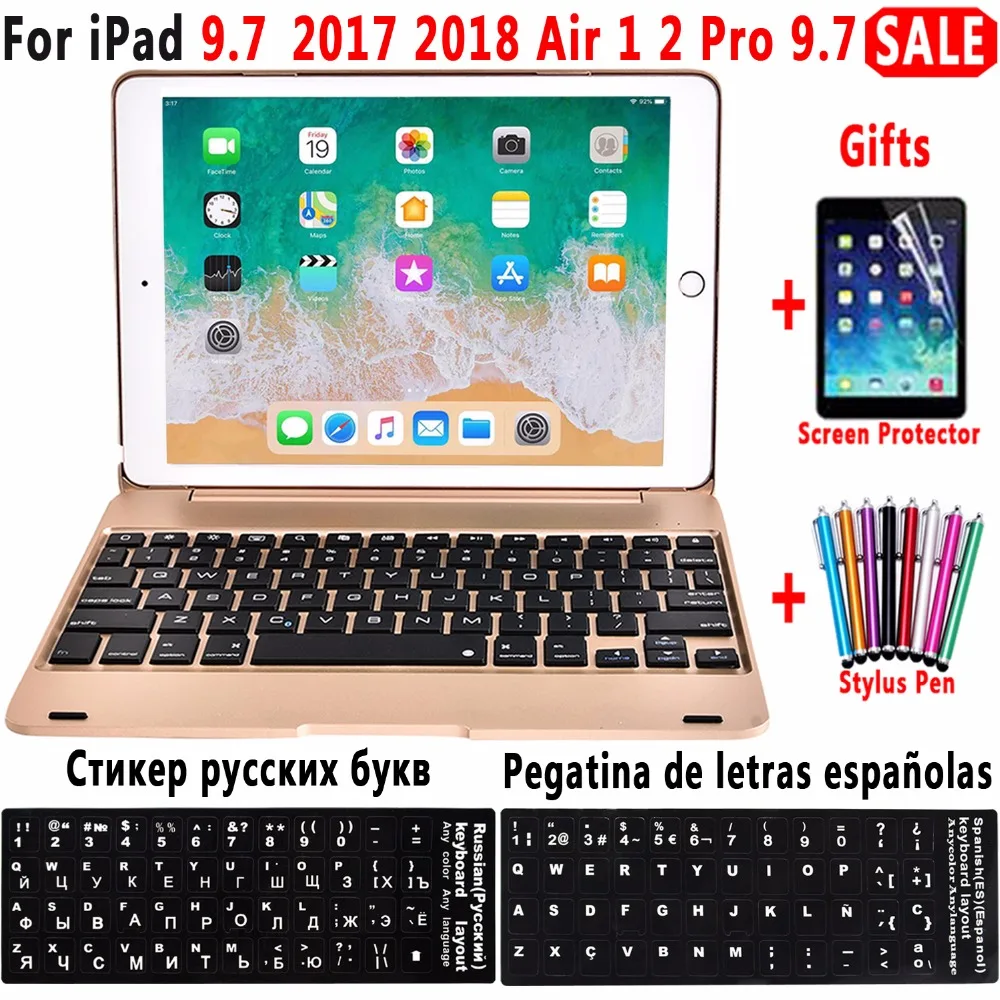 Скидка Складной ноутбук дизайн Bluetooth клавиатура чехол для Apple iPad 9,7 2017 2018 5th 6th поколения iPad Air 1 2 5 6 iPad Pro 9,7 Клавиатура Чехол