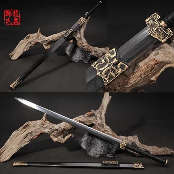 

Chinese Sword Imiated Damascus Steel Blade Metal Craft Home Decoration Fungshui Ornament Mascot Display