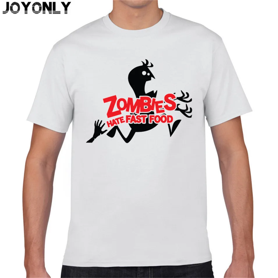 Joyonly Zombies Benci Makanan Cepat Saji T Shirt Kartun Gambar T