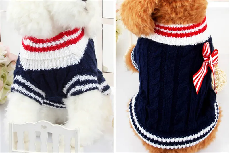 Navy Blue Red Pet Dog Clothes Warm Sweater Puppy Coat Winter Outfit For Small Pet Dog Chihuahua Teddy Clothes Dog Sweater Coat  11