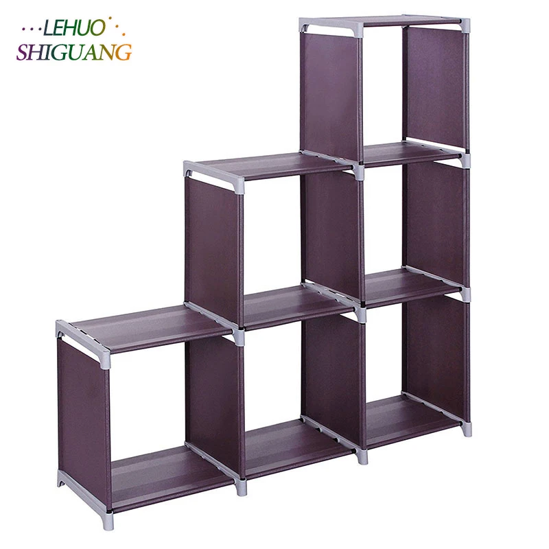 

3-layer 6-grid Bookshelf Non-woven fabric organizer storage cabinet Assembly wall shelf bookcase home living room Furniture