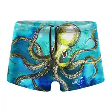 Глубокий морской Осьминог узор 3D печать Speedo мужские купальные мужские плавки мужские боксеры купальники сексуальные с низкой талией