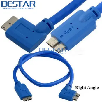 

(50pcs/lot) USB3.0 cable 50cm Micro B USB 3.0 Male to Micro-B Male BM Right & Left Angled Extension Cable Blue for camera HDD
