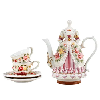 

9PCS/SET Victorian European Coffee Cup Pot Set High-end Hand-painted Ceramic Coffee Utensils Home Living Room Gift M1885