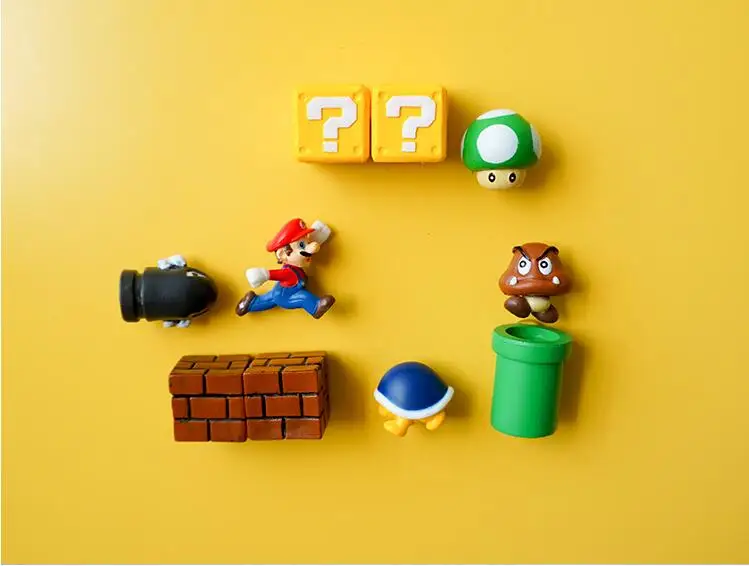 10 шт. магнитные украшения mario, настенные фигурки Marios, пули, кирпичи, персонаж, комбинированный Магнит "сделай сам", холодильник 3d, Супер Марио, холодильник