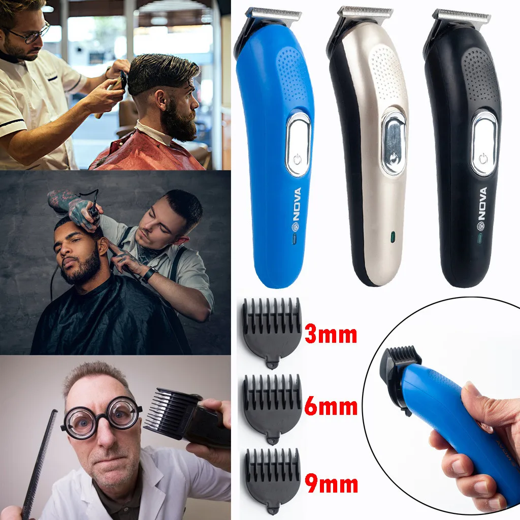 Машинки для стрижки волос с европейской вилкой, зарядное устройство, 3 мм, 6 мм, 9 мм, направляющие расчески, набор для стрижки волос, машинки для стрижки для мужчин, перезаряжаемая аккумуляторная батарея, профессиональная