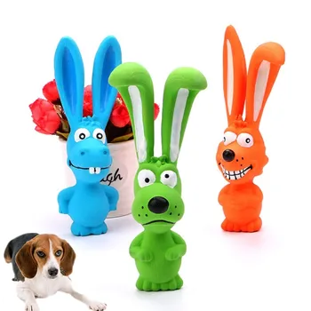 

latex Lovely Rabbit Shape Dog Toy For Small Medium Large Dogs Doggy Squeaky Toy For Pet Animal Tooth Chew Training Pet Supplies