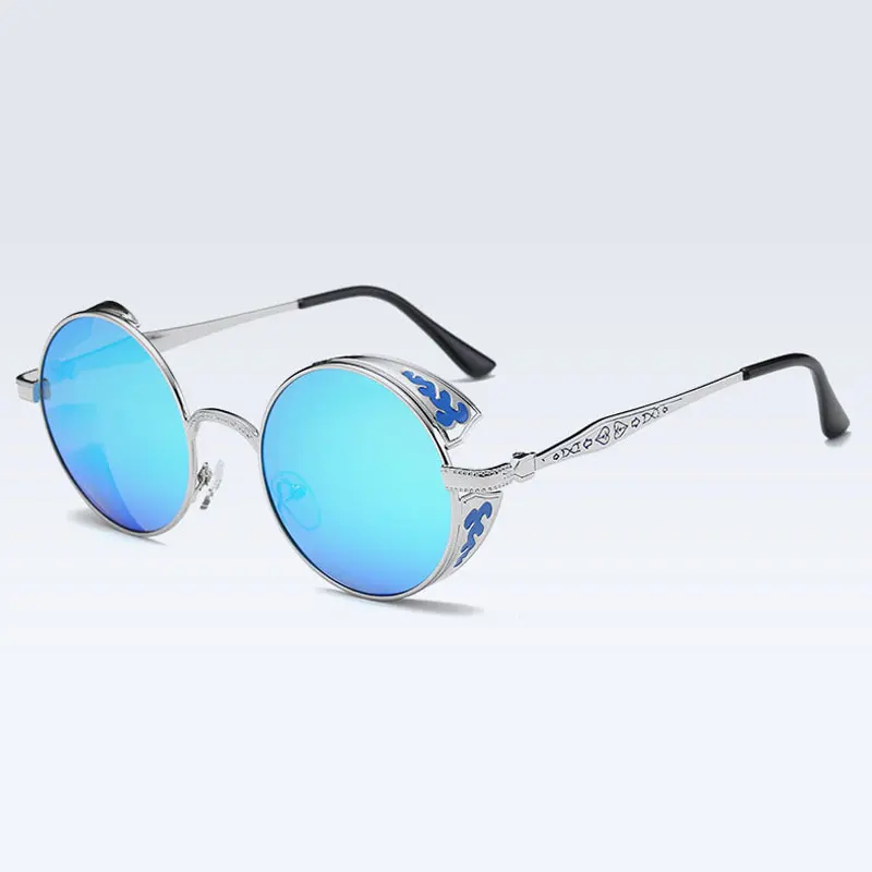 LIKEU'S Мода поляризованных солнцезащитных очков Готический покрытие под старину Зеркальные Круглый Круг Солнцезащитные очки Ретро UV400 Винтаж очки - Цвет линз: NO.6